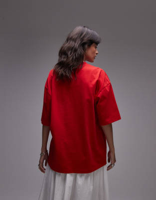 Topshop Oversized Graphic Le Soleil T-shirt In Orange