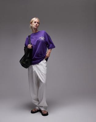 Topshop Oversized Graphic Marseille T-shirt In Purple