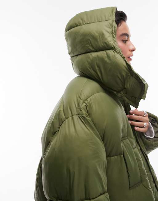 Topshop khaki shop puffer coat