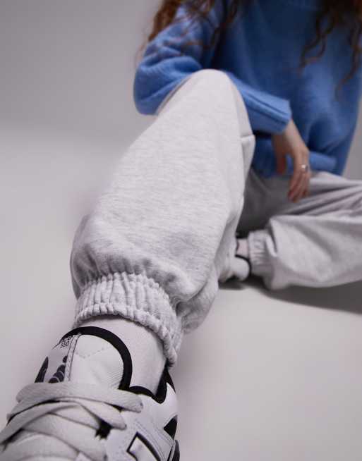 Topshop - Oversized joggingbroek met boorden in gemêleerd grijs, 2 van 4