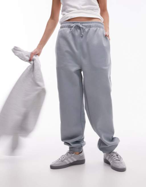 Topshop - Oversized joggingbroek met boorden in zachtblauw