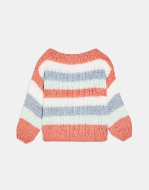 Topshop oversized jumper in multi stripe, 3 of 4