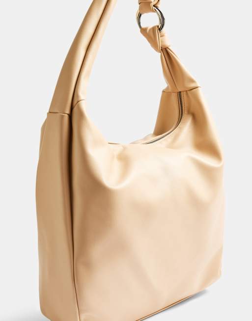 Topshop oversized knot nylon slouch shoulder bag in khaki, 2 of 4