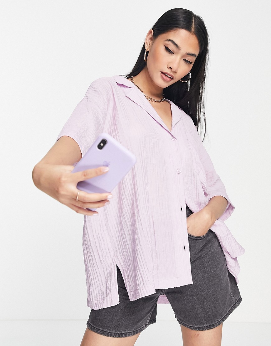 Topshop oversized lightweight plain resort shirt in lilac-Purple