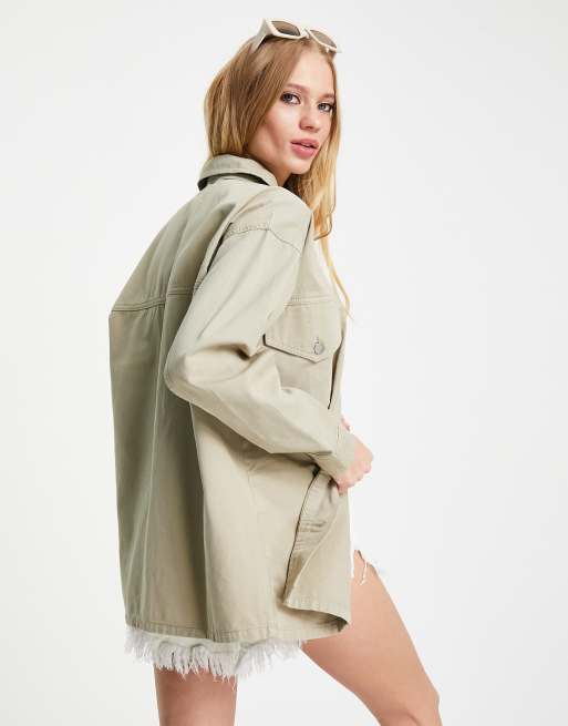 Topshop khaki shacket sale