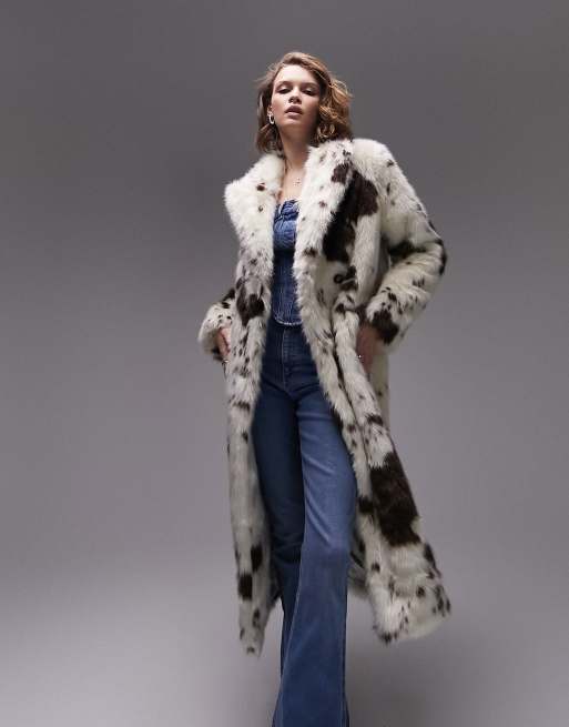 Faux fur on sale longline coat