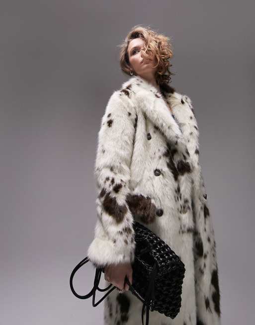 Faux fur 2025 cow print jacket