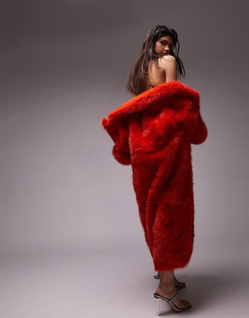 Big red shop fur coat