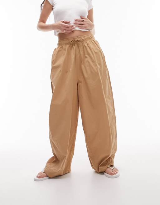 Topshop - Oversized lysebrun ballonbukser i bomuld