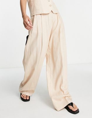 Topshop co-ord oversized  mensy trouser in pale pink - ASOS Price Checker