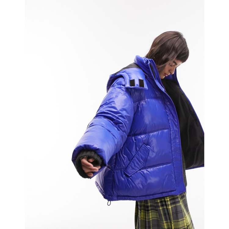 Topshop navy 2025 puffer coat