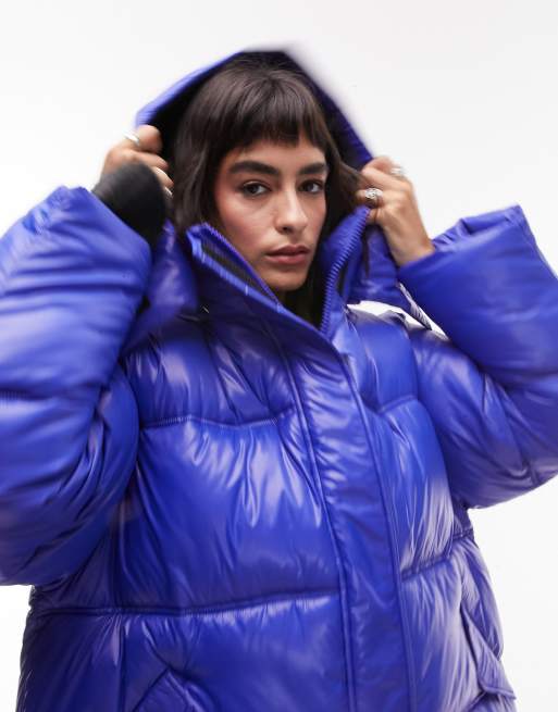 Topshop navy puffer on sale coat