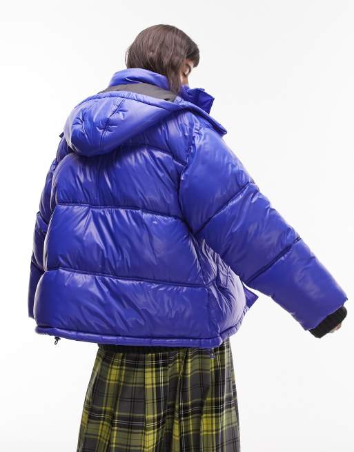 Topshop quilted hotsell puffer jacket blue