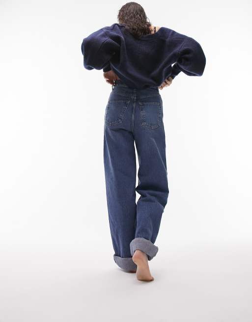 Topshop oversized Mom jean in mid blue | ASOS