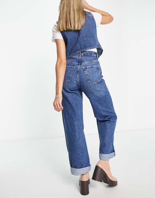 Topshop - Oversized mom-jeans i mellemblå, 2 af 4