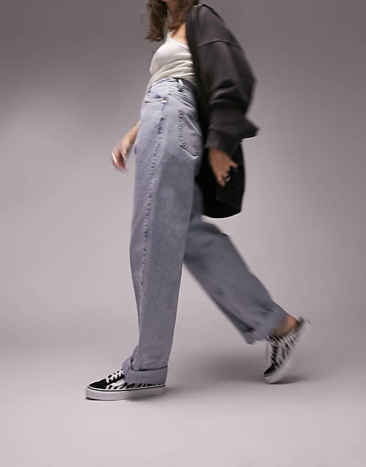 Topshop - Oversized mom jeans in bleekwassing 