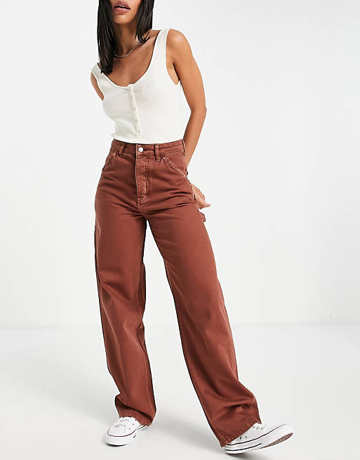 Topshop oversized mom jeans in brick