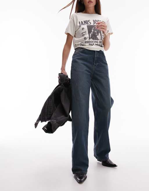 Topshop oversized Mom jeans in dusty blue ASOS