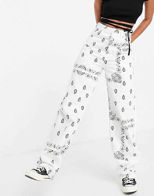 Topshop oversized mom jeans in paisley print