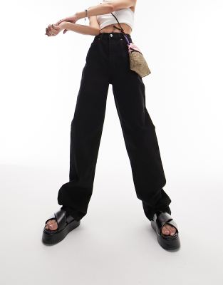 oversized mom jeans in washed black
