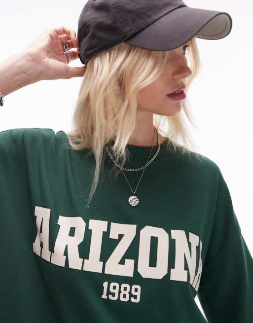 Topshop - Oversized mørkegrøn T-shirt med grafisk Arizona-print, 3 af 4
