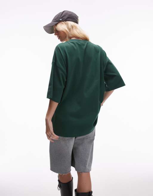 Topshop - Oversized mørkegrøn T-shirt med grafisk Arizona-print, 4 af 4