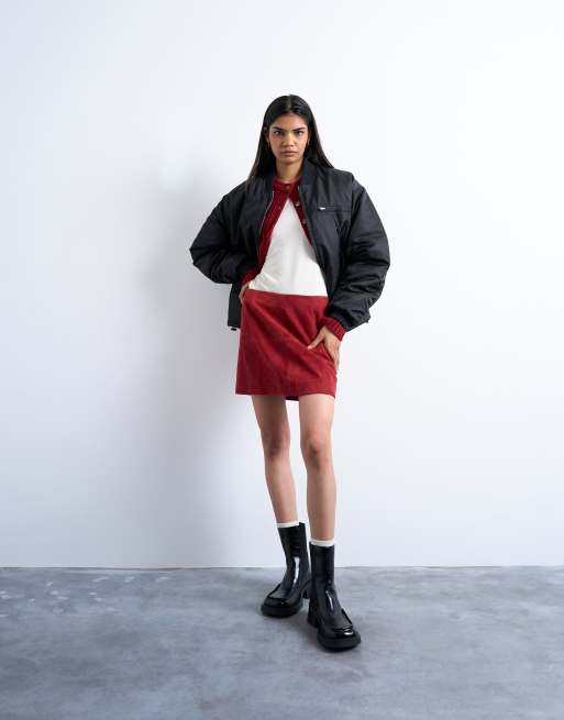 Topshop oversized nylon bomber jacket in black, 2 of 4