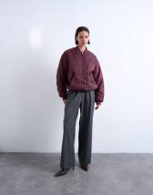 ASOS DESIGN faux leather bomber jacket in brown
