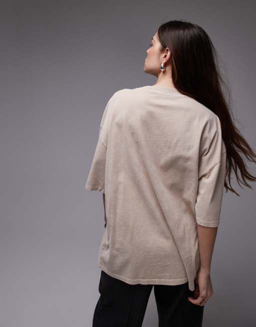 Topshop - Oversized og råhvid T-shirt med grafisk Sao Paulo-print, 3 af 4