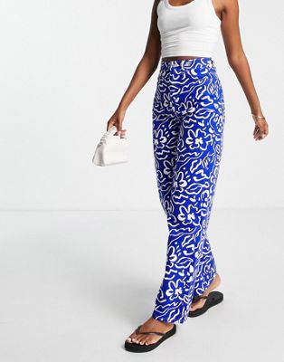 Topshop oversized Mom jeans with swirl print in blue