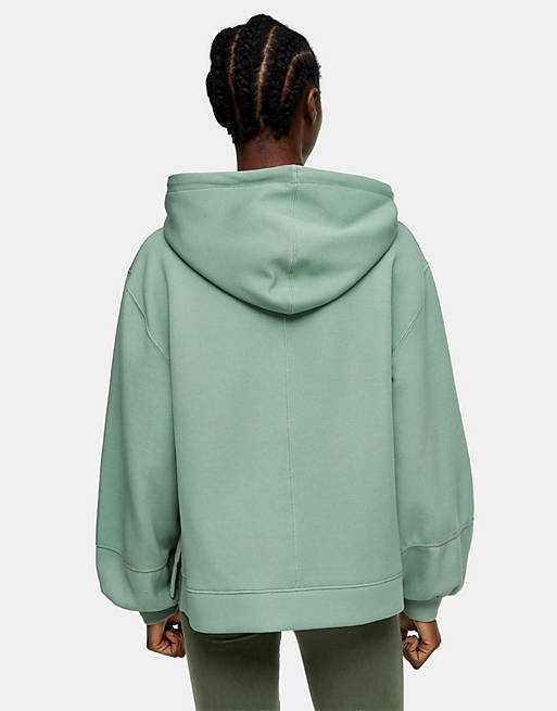 Topshop oversized panel hoodie in green | ASOS