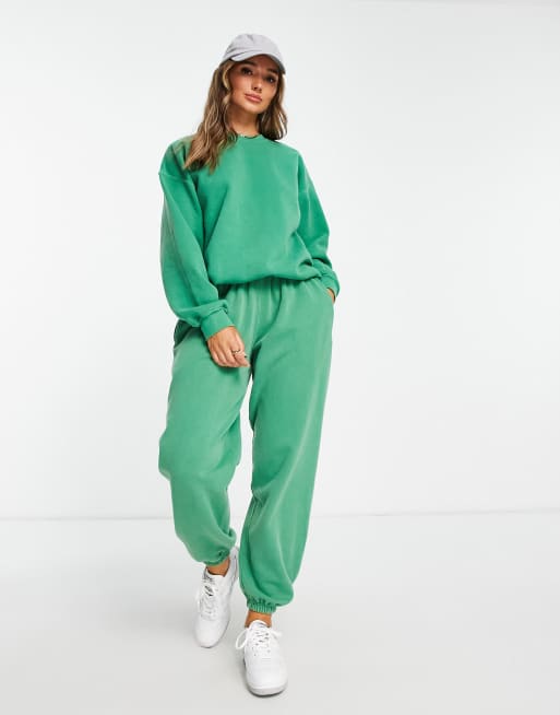 Topshop oversized plain vintage wash sweat in green | ASOS