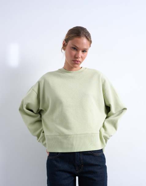 Topshop - Oversized premium sweatshirt van zware kwaliteit in lichtgroen - view 1