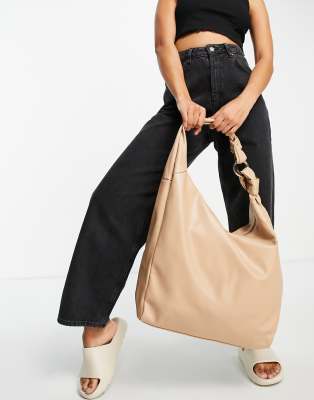 Topshop Oversized Pu Knot Tote Bag In Camel-neutral ModeSens