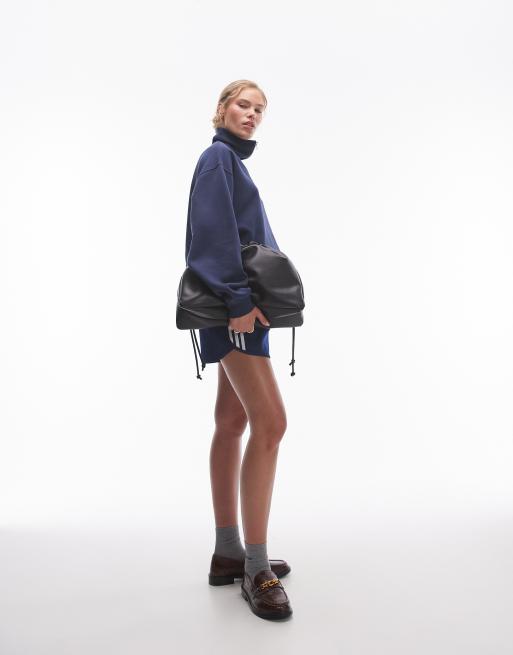 Topshop oversized quarter zip sweatshirt in navy