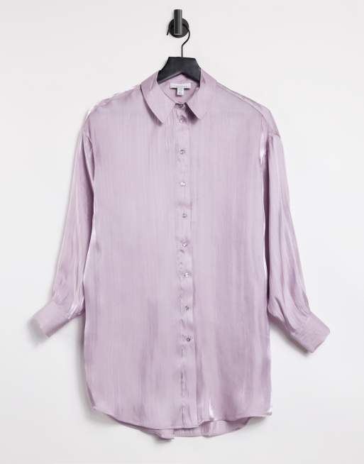 Topshop - Oversized satinskjorte i lyslilla