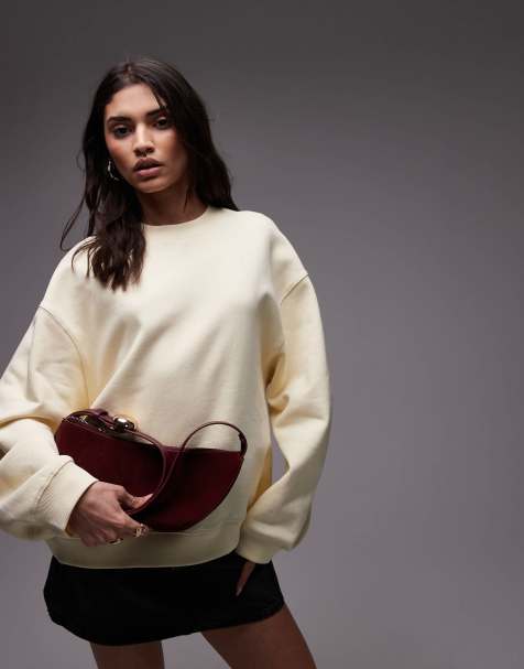 Topshop oversized seamed sweatshirt in buttermilk yellow