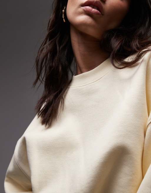 Topshop oversized seamed sweatshirt in buttermilk yellow