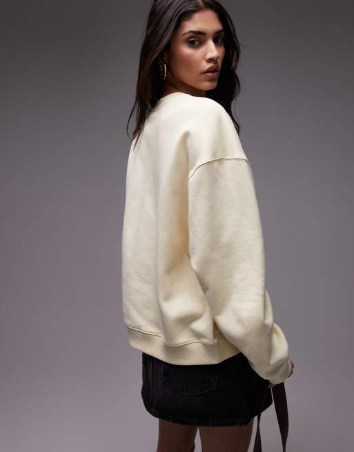 Topshop oversized seamed sweatshirt in buttermilk yellow