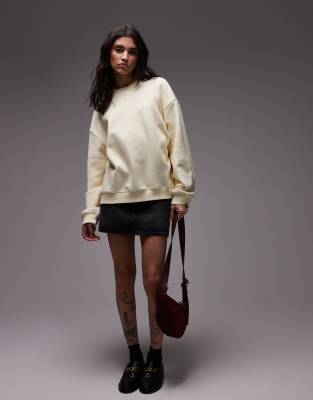 Shop Topshop Oversized Seamed Sweatshirt In Neutral