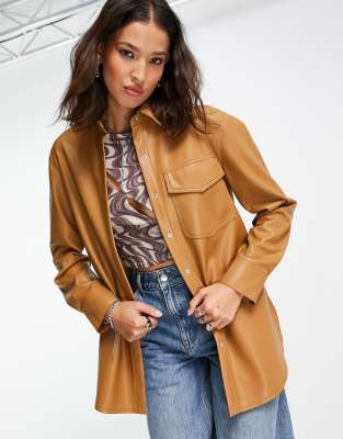 topshop shacket leather