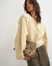 Topshop oversized shawl neckline wrap top in stone