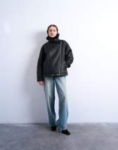 Topshop oversized shearling aviator in black