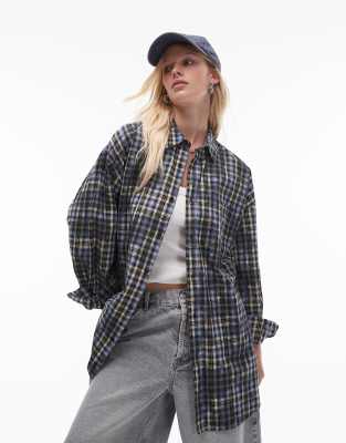 oversized shirt in blue check