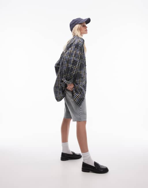 Topshop oversized shirt in blue check