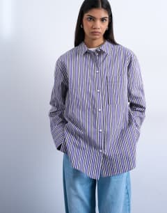 Oversized shirt in purple stripe