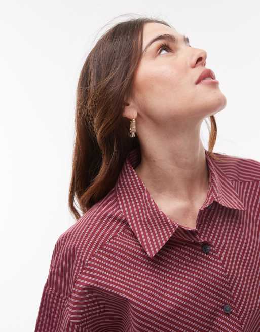 Topshop oversized shirt in red stripe