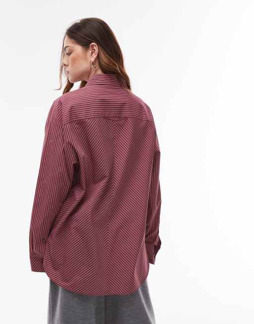 Topshop oversized shirt in red stripe
