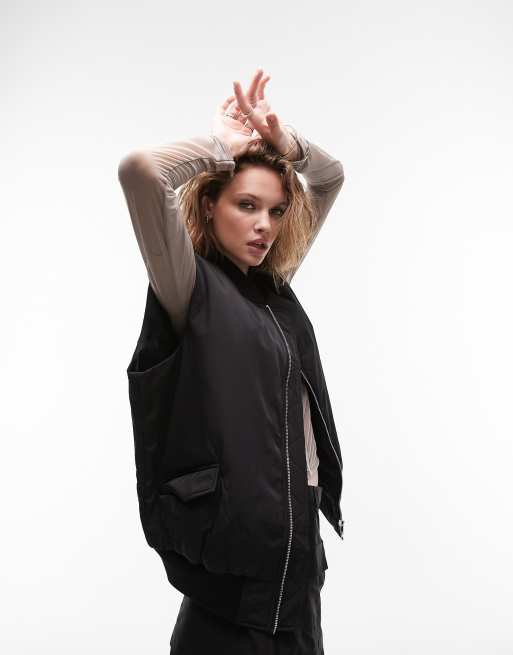 Sleeveless bomber shop