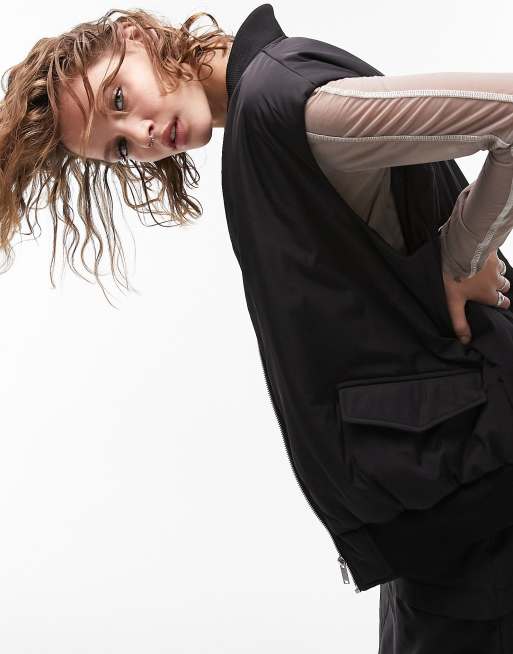 oversized sleeveless puffer vest in black ASOS